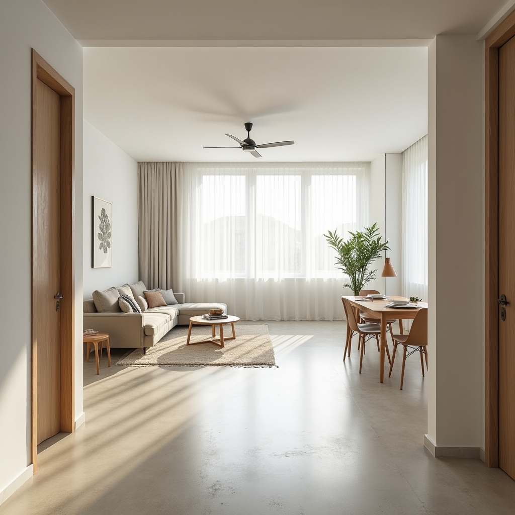 Modern apartment unit interior view